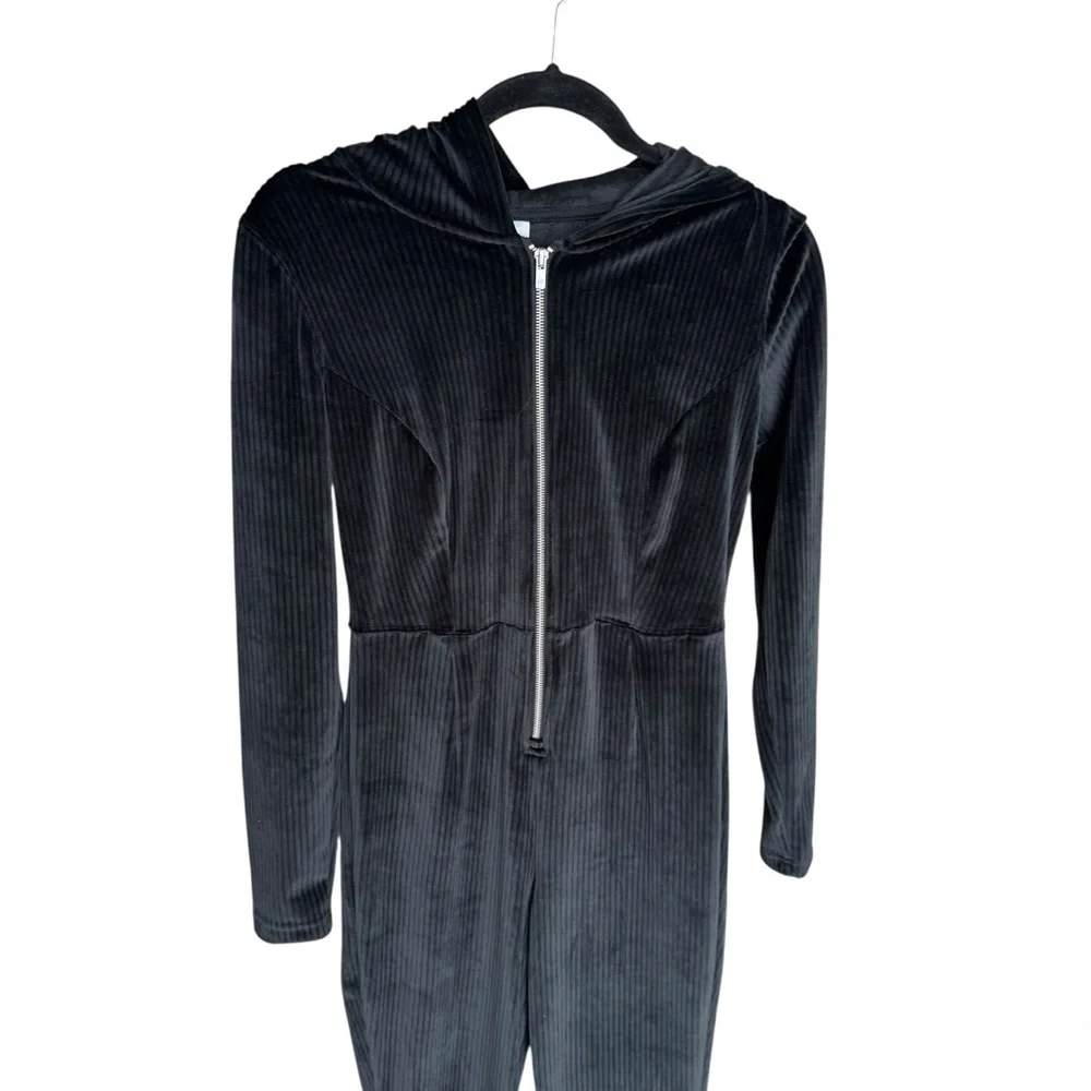 Fabletics - NWTPlush Rib Hooded Jumpsuit Zip Front Flare Leg Lounge Sz Xs